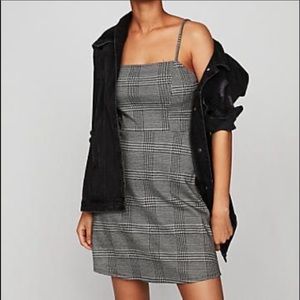 NWT Express Black &White Plaid Fit & Flare Dress